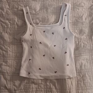 Old Navy White Camisole with Red Floral Accents